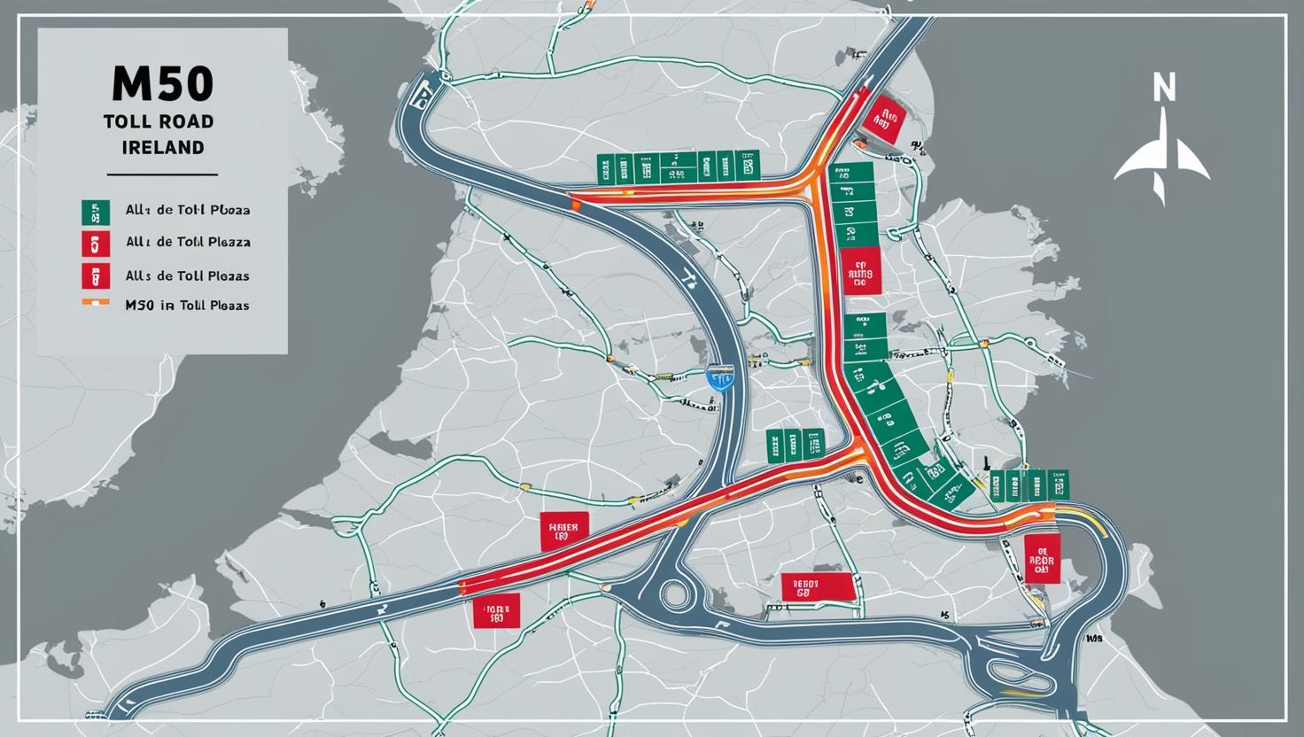 Map showing the location of the M50 toll point